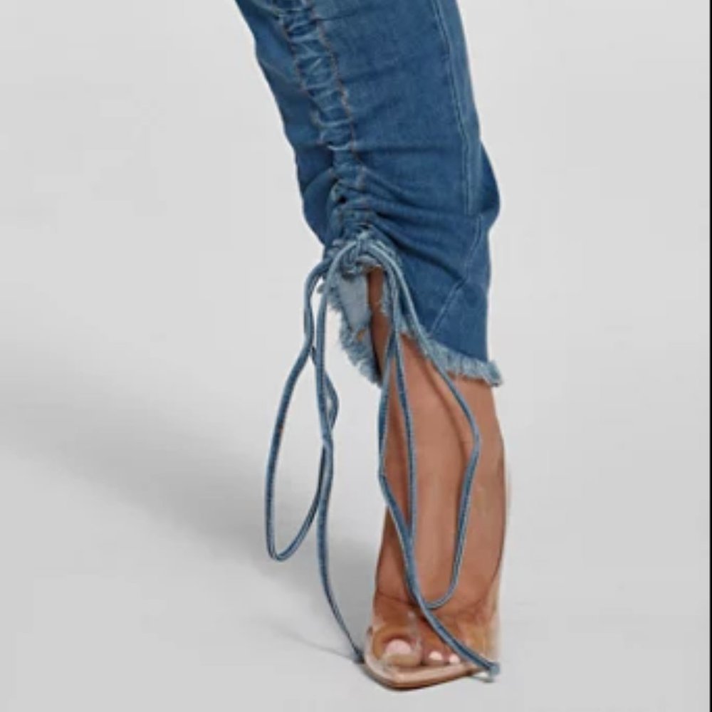 #23❤️NEW FTF HIGH RISE FRONT DRAWSTRING JOGGER STYLE JEANS